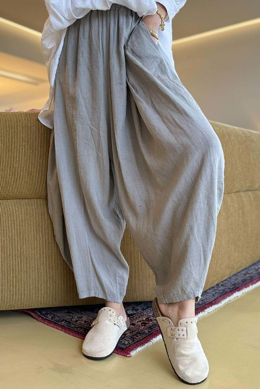 Noa Linen Blend Sia Barrel Trouser Mocha